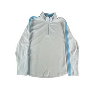 Greg Norman Pullover Shirt Mens XL White Blue PlayDry Golf Quarter Zip Athletic